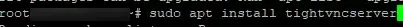Terminal instalando tightvncserver en el VPS