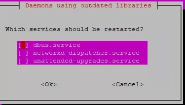 Aviso de configuración pidiendo pulsar OK para reiniciar