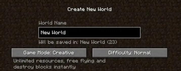 Creación de un mundo de un jugador en modo creativo