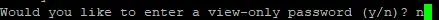 Terminal solicitando confirmar la contraseña de solo lectura