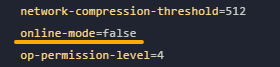 Variable online-mode cambiada de true a false