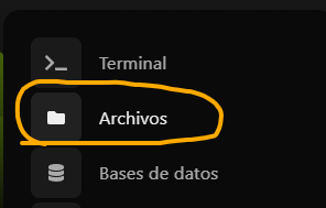 Sección Archivos resaltada en el menú lateral del panel